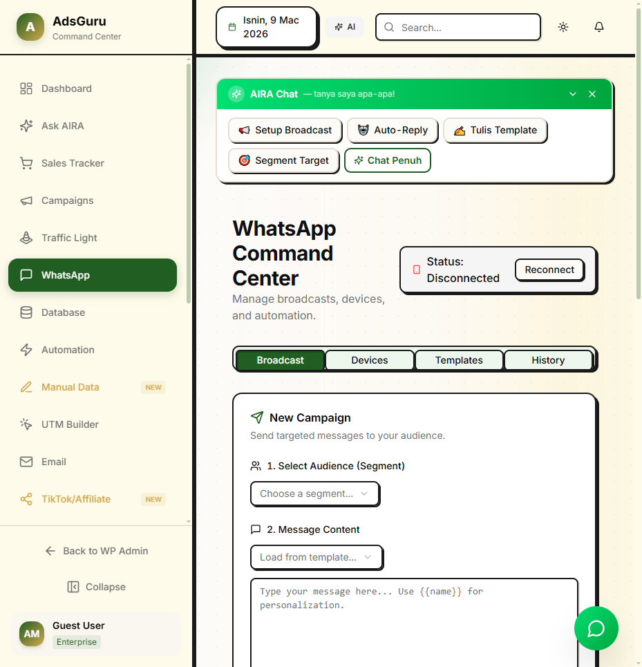 WhatsApp Command Center